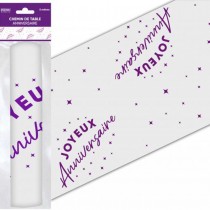 CHEMIN DE TABLE INTISSÉ ANNIVERSAIRE 5M VIOLET