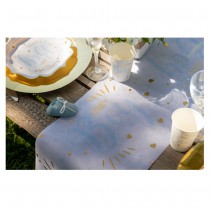 CHEMIN DE TABLE INTISSÉ BABY SHOWER 28CMX5M BLEU