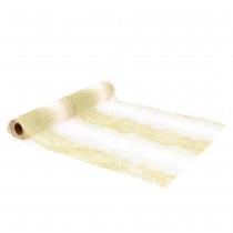 CHEMIN DE TABLE ORGANZA 28CMX3M BLANC DOR&Eacute;