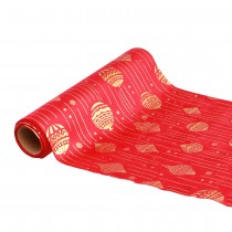CHEMIN DE TABLE ORNEMENTS NOËL 28CMX3M ROUGE