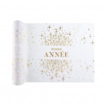 CHEMIN DE TABLE POPELINE ANNÉE OR 28CMX3M BLANC