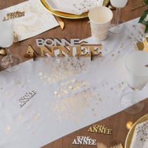 CHEMIN DE TABLE POPELINE ANNÉE OR 28CMX3M BLANC