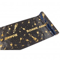 CHEMIN DE TABLE SATIN BONNE ANNÉE 28CMX5M NOIR