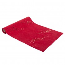 CHEMIN DE TABLE SUÉDINE SEQUINS 28CMX3M ROUGE