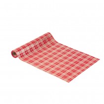 CHEMIN DE TABLE TISSU CARREAUX 28CMX3M ROUGE DORÉ