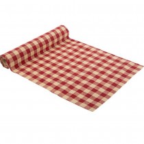 CHEMIN DE TABLE TISSU VICHY BEIGE ROUGE 28CMX5M