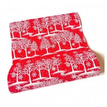 CHEMIN DE TABLE VELOURS ARBRES BLANC 28CMX3M ROUGE