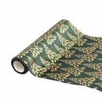 CHEMIN DE TABLE VELOURS ARBRES NOËL 28CMX3M VERT