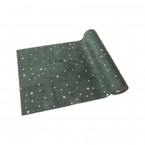 CHEMIN DE TABLE VELOURS ÉTOILE MÉTAL 28X3M VERT