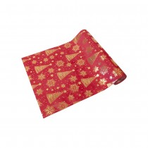 CHEMIN DE TABLE VELOURS SAPIN MÉTAL 28X3M ROUGE