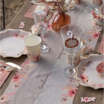 CHEMIN DE TABLE VOILE AMOUR FLORAL 28CMX3M IVOIRE