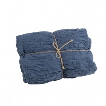 CHEMIN DE TABLE VOILE ÉTAMINE 90CMX3M BLEU ORAGE