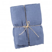 CHEMIN DE TABLE VOILE ÉTAMINE 90CMX3M BLEU ORAGE