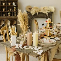 CHEMIN DE TABLE VOILE ÉTAMINE 90CMX3M CAMEL
