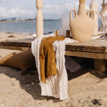 CHEMIN DE TABLE VOILE ÉTAMINE 90CMX3M SABLE