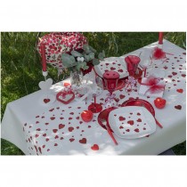 CHEMIN DE TABLE VOILE POLYESTER CŒUR 28CMX3M BLANC
