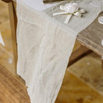CHEMIN DE TABLE VOILE SATINÉ 28CMX3M CRÈME