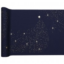 CHEMIN TABLE CRÊPÉ SCINTILLANT NOËL 27CMX2.5M BLEU