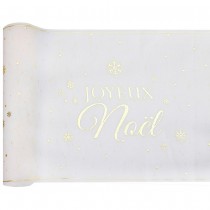 CHEMIN TABLE LUREX FLOCONS NO&Euml;L 28CMX2.5M IVOIRE