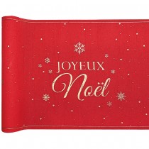 CHEMIN TABLE LUREX FLOCONS NOËL 28CMX2.5M ROUGE