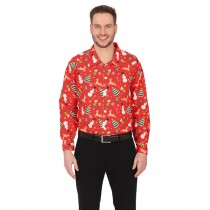 CHEMISE À MOTIFS BONHOMME DE NEIGE ROUGE HOMME