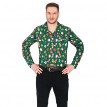 CHEMISE À MOTIFS SANTA CLAUS VERT HOMME