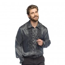 CHEMISE GROOVY RÉTRO À VOLANTS NOIR HOMME