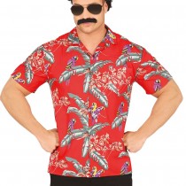 CHEMISE HAWAÏENNE JUNGLE BIRD ROUGE MAGNUM HOMME
