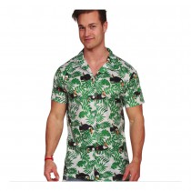 CHEMISE HAWAÏENNE POLYESTER TOUCANS PALMIERS HOMME
