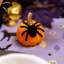 CITROUILLE DÉCO VELOURS ARAIGNÉE 6.5CM ORANGE