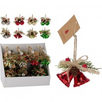 CLOCHE MÉTAL SUSPENSION DÉCO BAIE SAPIN 8X4X6CM