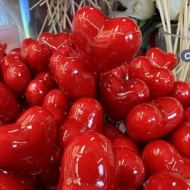 COEUR SUR TIGE 7CM ROUGE LAQUÉ