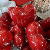 COEUR SUR TIGE 7CM ROUGE LAQUÉ