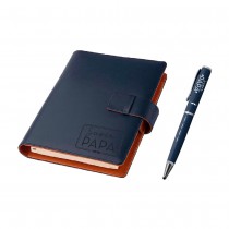 COFFRET BLOC NOTES STYLO SUPER PAPA BLEU