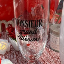 COFFRET FLÛTES CHAMPAGNE VERRE MADAME MONSIEUR