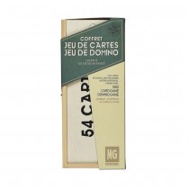 COFFRET JEU VINTAGE 54 CARTES 28 DOMINOS BOIS
