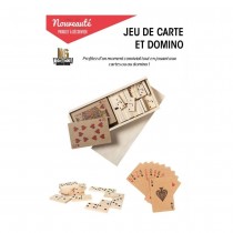 COFFRET JEU VINTAGE 54 CARTES 28 DOMINOS BOIS