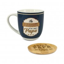 COFFRET MUG CÉRAMIQUE SOUS-TASSE LA PAUSE DE PAPA