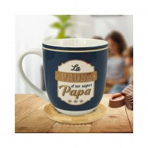 COFFRET MUG CÉRAMIQUE SOUS-TASSE LA PAUSE DE PAPA