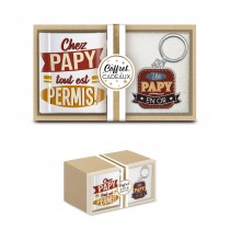 COFFRET MUG PORTE-CLÉS PAPY EN OR