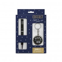 COFFRET STYLO BILLE PORTE-CLEFS PAPA SUPER COOL