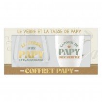 COFFRET VERRE TASSE CÉRAMIQUE PAUSE PAPY EXTRA