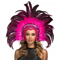 COIFFE CARNAVAL BRÉSIL SAMBA PLUME FUCHSIA FEMME