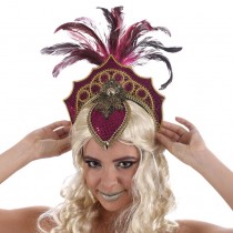 COIFFE CARNAVAL DE BAHIA STRASS PLUME FUCHSIA