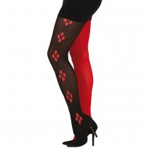 COLLANTS ARLEQUIN ROUGE/NOIR ADULTE