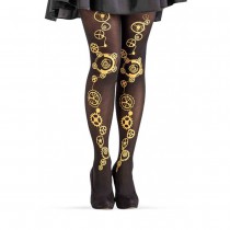 COLLANTS NOIRS IMPRIMÉS STEAMPUNK