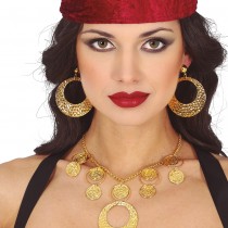 COLLIER BOUCLES D\'OREILLES MÉTAL OR GITANE FEMME