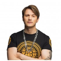 COLLIER CHAÎNE HIP-HOP BLING-BLING MAILLONS ARGENT