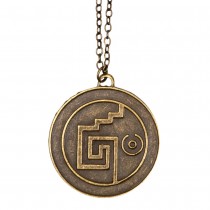 COLLIER CHAINE PENDENTIF AMULETTE PIRATE 3.5CM OR