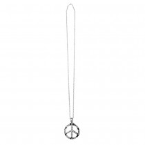 COLLIER CHAINE PENDENTIF PEACE LOVE 5.5CM ARGENT